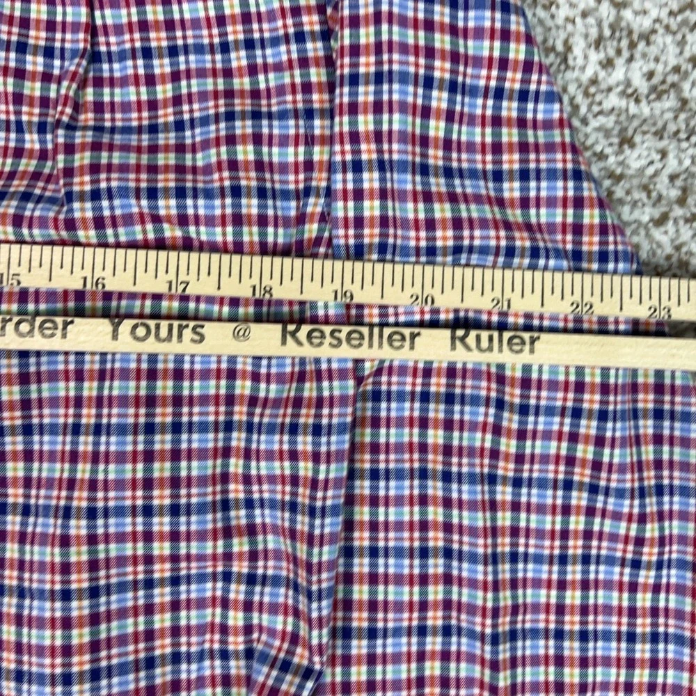 Polo Ralph Lauren Mens Shirt Small Red Blue Plaid Button Cotton Classic Fit Pony